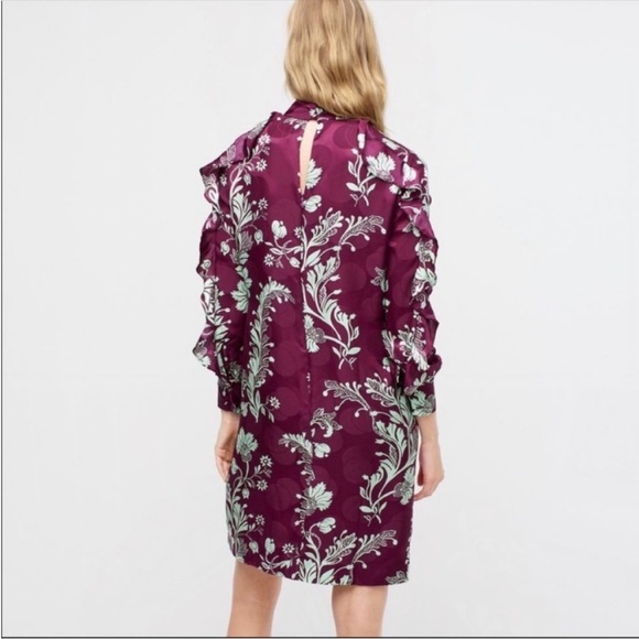 NWT J. Crew Collection 100% Silk Ruffle Sleeve High Neck Dress - Picture 5 of 15